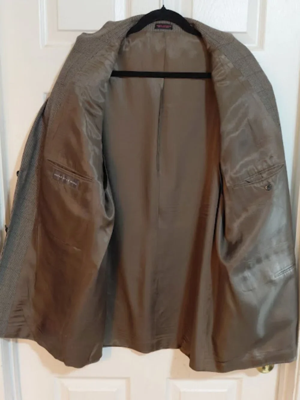 Vintage Oscar de la Renta Fine Plaid Brown/Taupe Lambswool & Cashmere Blazer 46L